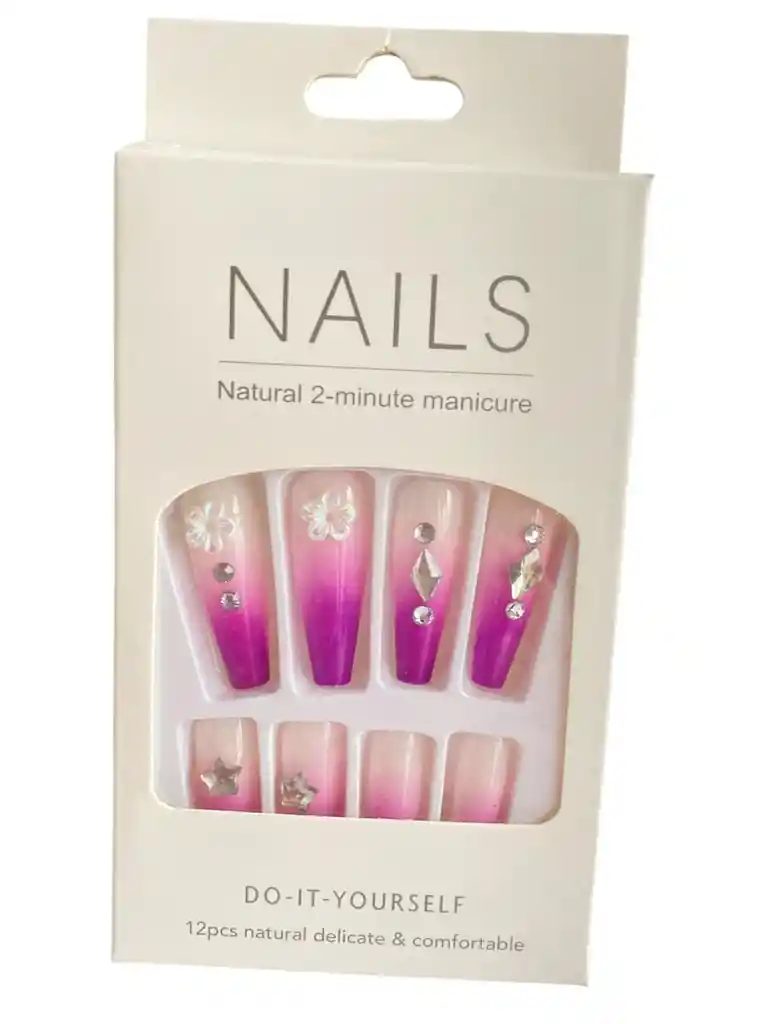Kit Completo De Uñas Postizas Do It Yourself Nails Decorada Brisa Purpura - Uñas Press On Con Adhesivo - Ref 1