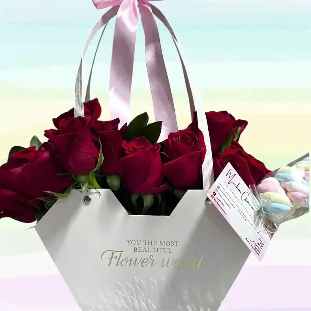 Flores Rosas X24 En Bolso