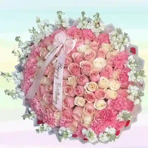 Rosas Bouquet Premium De 50 Rosas En Tonos Pastel