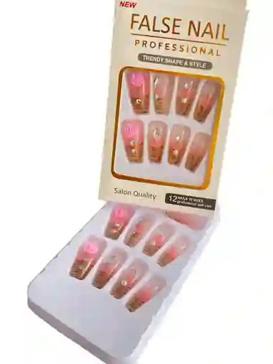 Kit Completo De Uñas Postizas Do It Yourself Nails Decorada Perla Glam - Uñas Press On Con Adhesivo - Ref 7