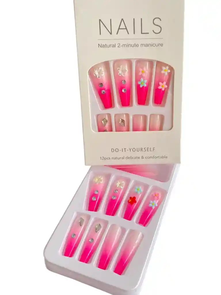 Kit Completo De Uñas Postizas Do It Yourself Nails Decorada Cristal Chic - Uñas Press On Con Adhesivo - Ref 8