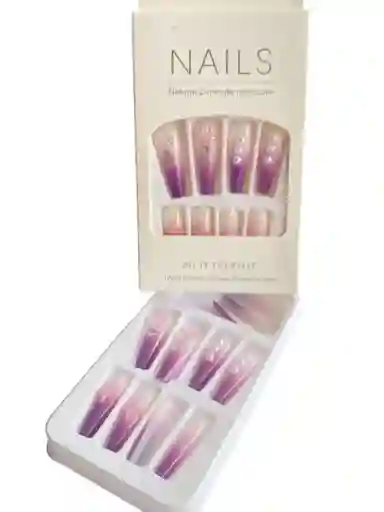 Kit Completo De Uñas Postizas Do It Yourself Nails Decorada Eufori - Uñas Press On Con Adhesivo - Ref 14