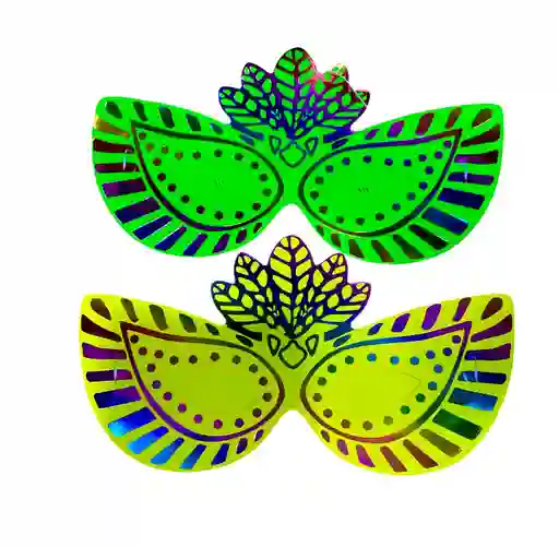 Antifaz Fantasia Neon Colores Surtidos Para Hora Loca, Halloween, Carnaval X 2 Unidades De Carton