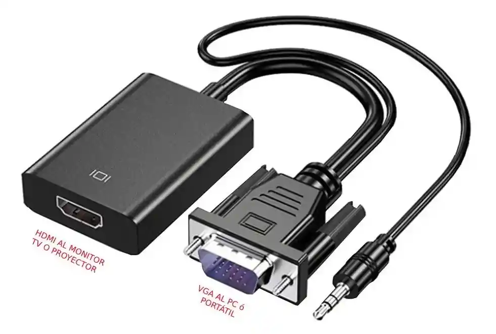 Adaptador Vga Pc Portátil A Monitor Hdmi + Audio Convertidor