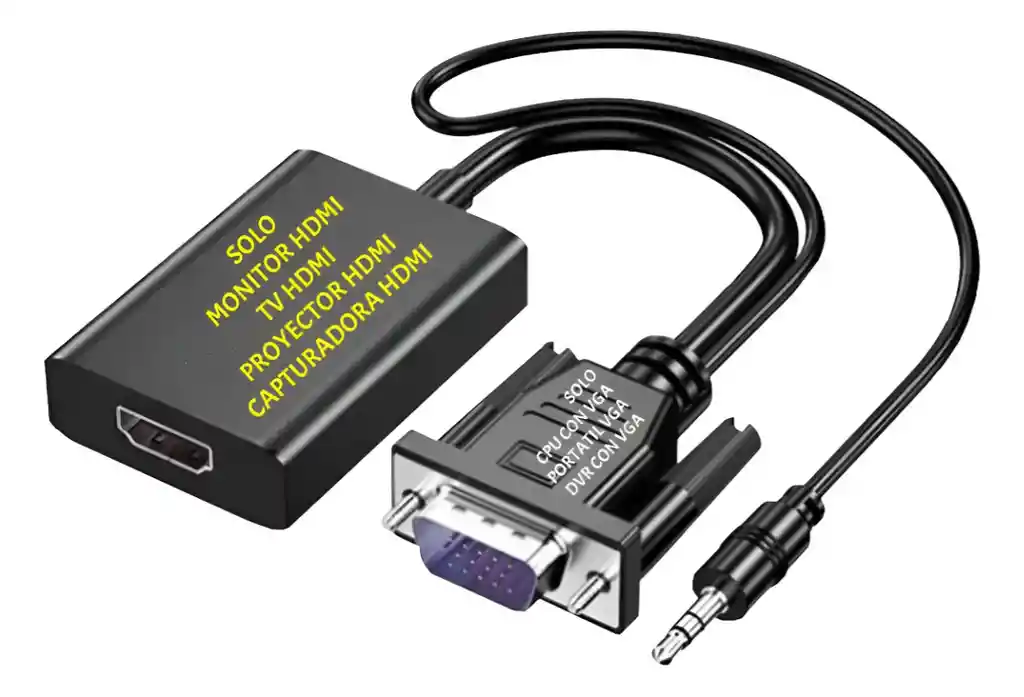 Adaptador Vga Pc Portátil A Monitor Hdmi + Audio Convertidor
