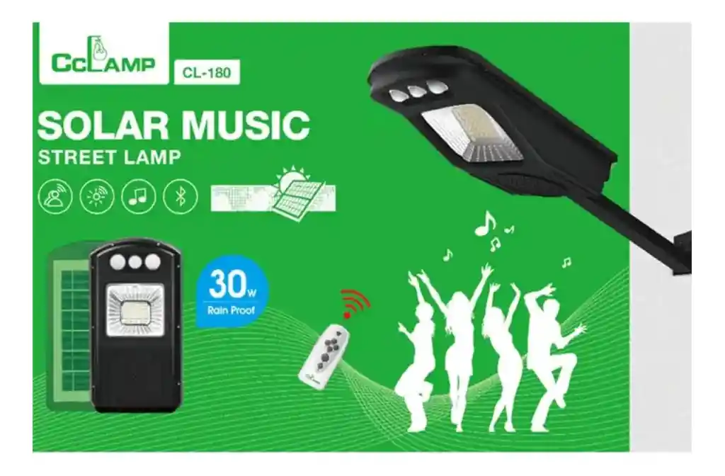 Reflector Solar Panel 30w Recargable Parlante Bluetooth Musica