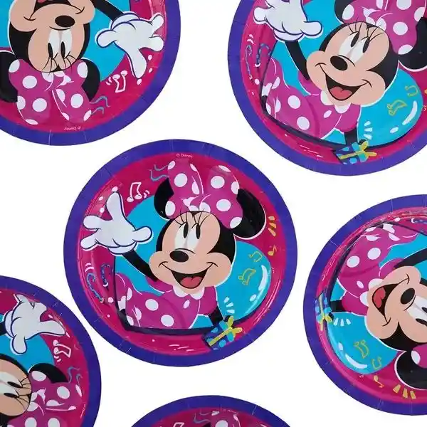 Plato Para Fiesta Minnie Mouse Happy X 10