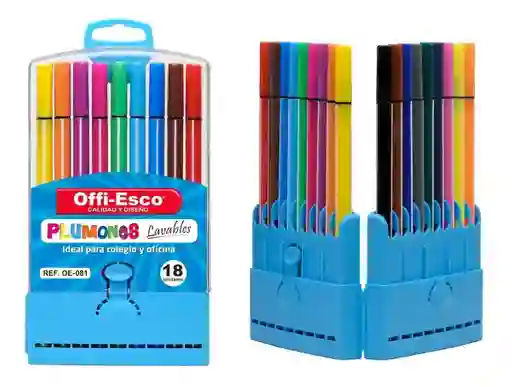 Plumones Lavable X 18unid Offi-esco