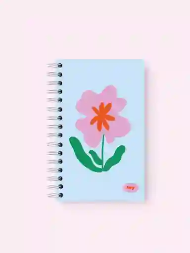 Little Notebook Floral Azul Claro Rayado