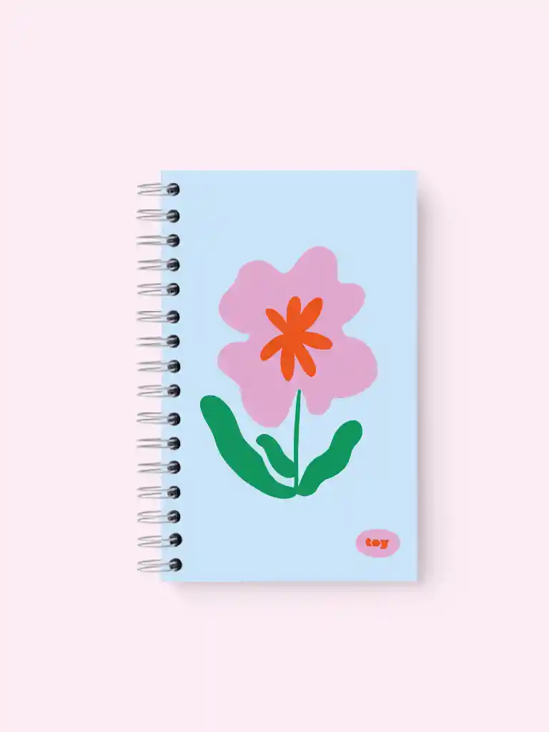 Little Notebook Floral Azul Claro Rayado