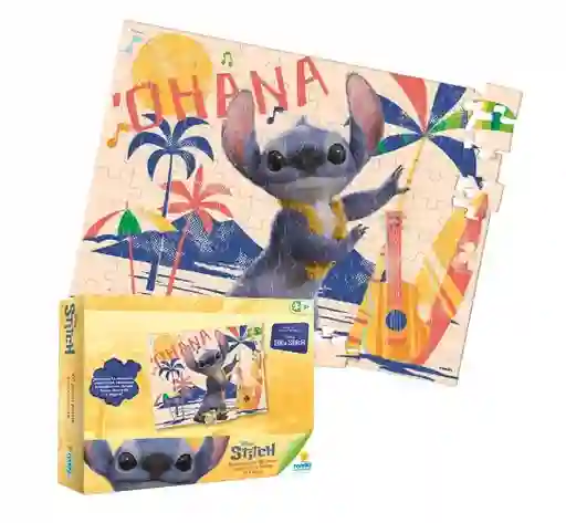 Rompecabezas Juego De Mesa Stich X100 Piezas Ronda