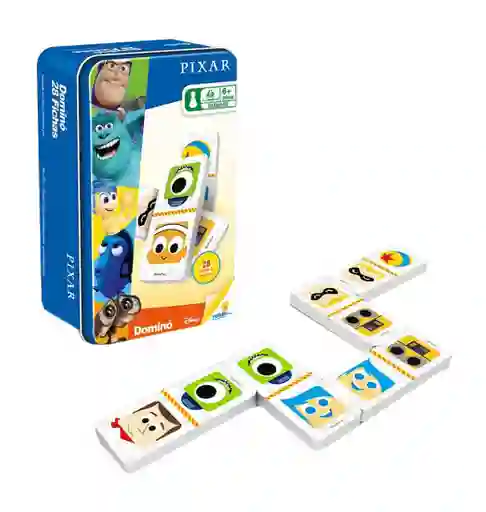 Domino Metalico Lata Pixar Ronda X28 Fichas