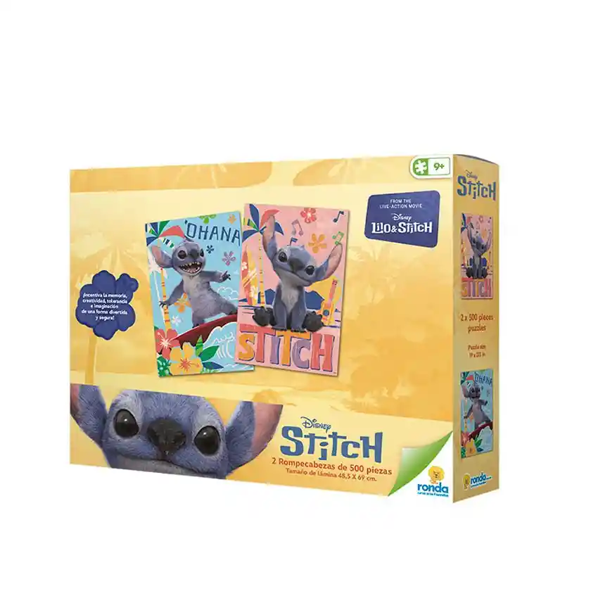 Rompecabezas Juego De Mesa Stich 2 Unidades X500 Piezas Ronda