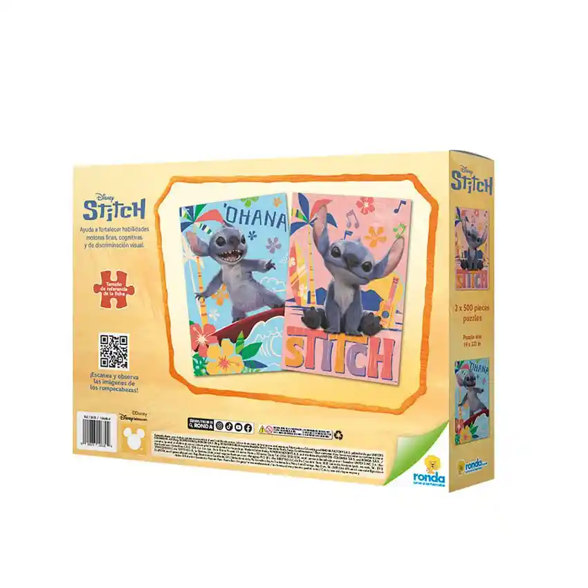 Rompecabezas Juego De Mesa Stich 2 Unidades X500 Piezas Ronda