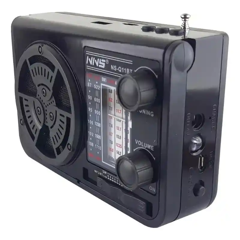 Radio Portátil Recargable Solar Ns-q11bt - 8 Bandas, Bluetooth, Usb Y Linterna Led