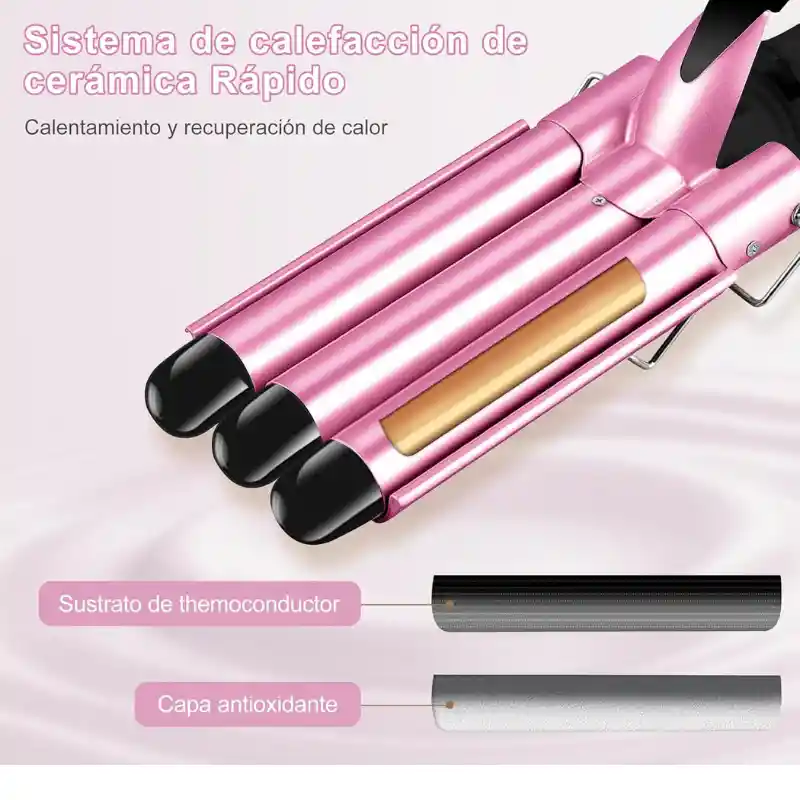 Rizador Triple De Cabello Ondas De Sirena En Minutos