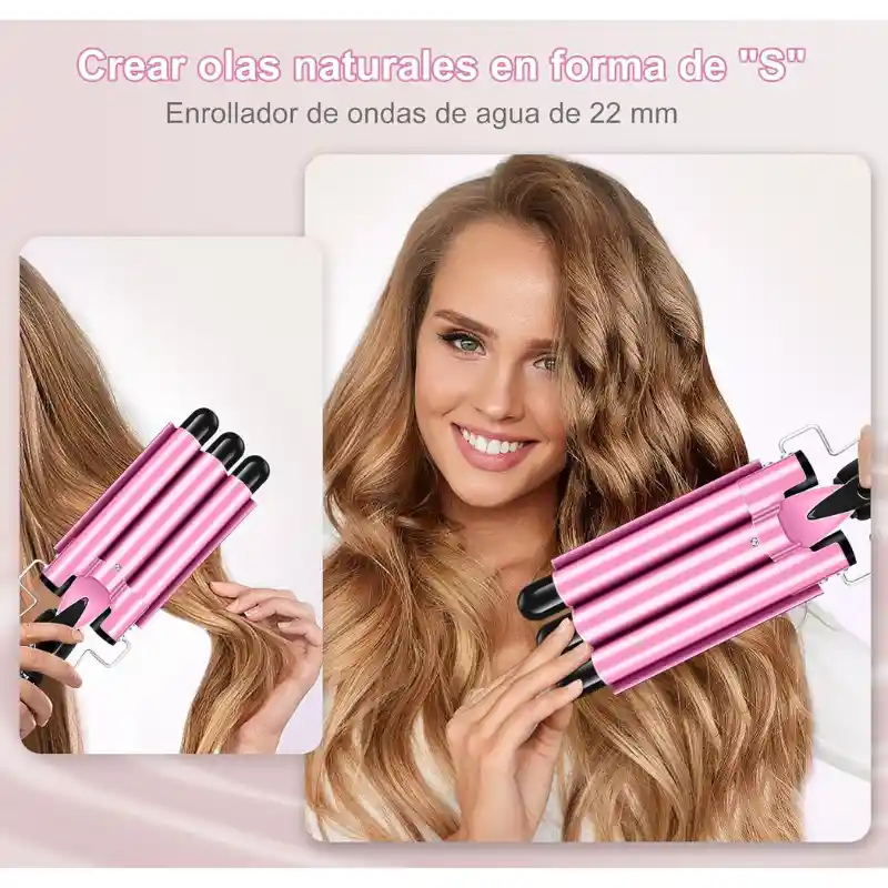 Rizador Triple De Cabello Ondas De Sirena En Minutos