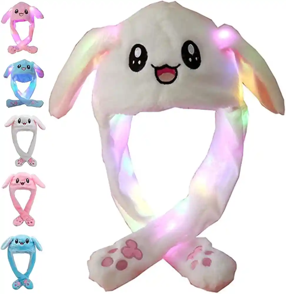 Gorro Peluche Luces+movimiento Orejas