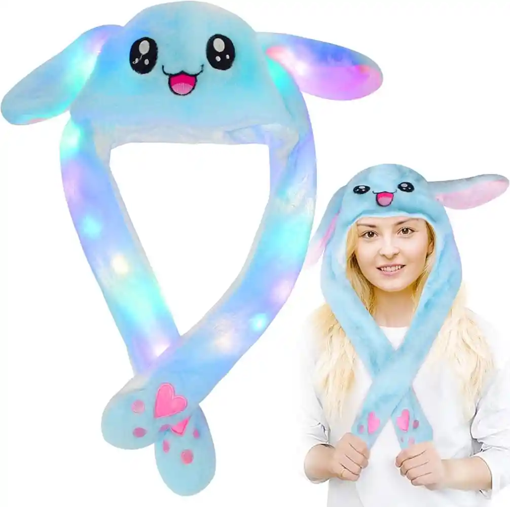 Gorro Peluche Luces+movimiento Orejas