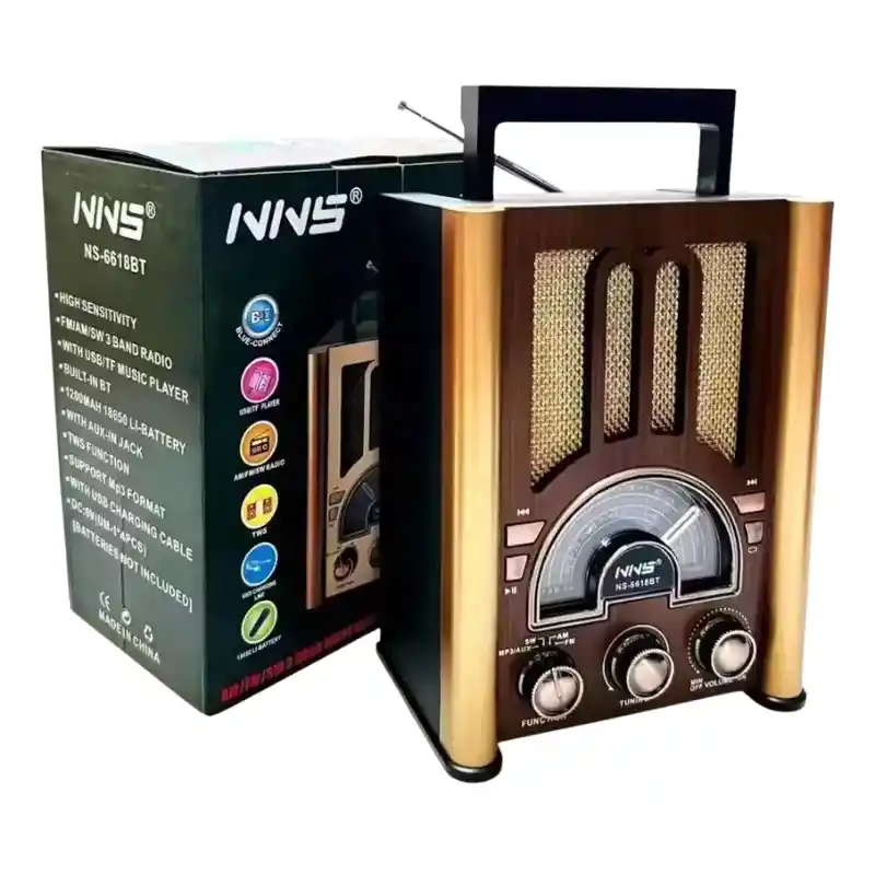 Radio Rockola Nns Ns-6618bt – 3 Bandas, Bluetooth, Usb Y Lector De Tarjetas