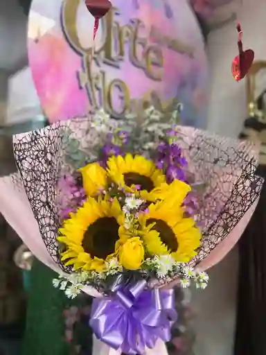 Girasol Por 3 Con 3 Rosas