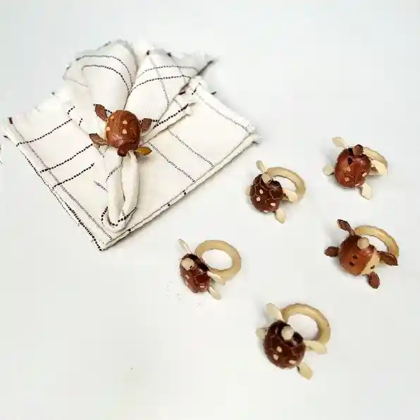 Kit Regalo Hogar: Set De Servilleteros Y Servilletas Artesanales X6