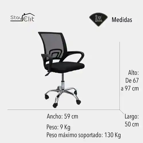Silla Escritorio Ejecutiva Ergonómica Reclinable Oficina Pc Color Negro Material Del Tapizado Malla