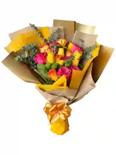 Rosas En Tono Amarillo Y Rosado