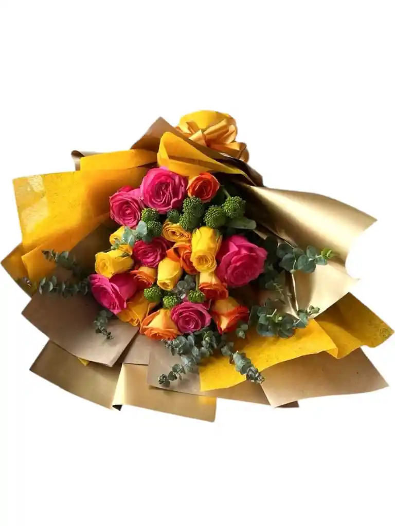 Rosas En Tono Amarillo Y Rosado