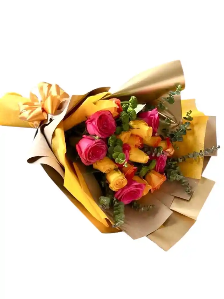 Rosas En Tono Amarillo Y Rosado