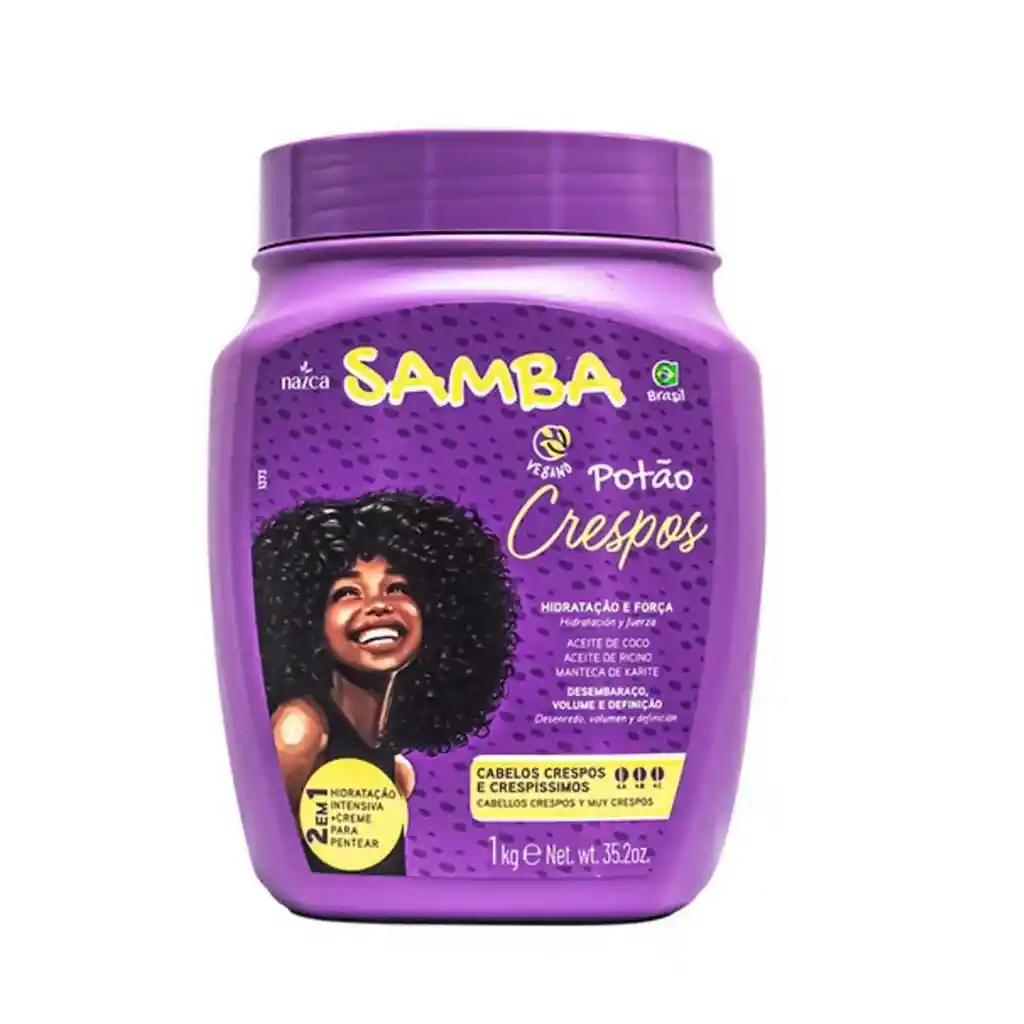 Samba Portão Crespos – Crema Capilar Nutritiva Para Cabellos Crespos Y Crespísimos | Fórmula Profesional 1kg 35.2 Oz