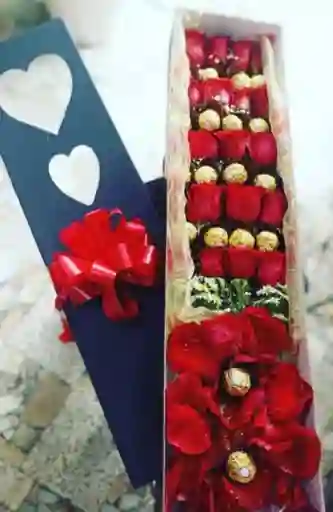 Caja Por 15 Rosas Y Chocolates Ferrero