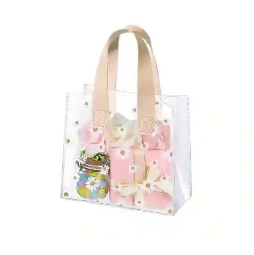 Bolsa De Regalo Transparente Con Margaritas, En Pvc