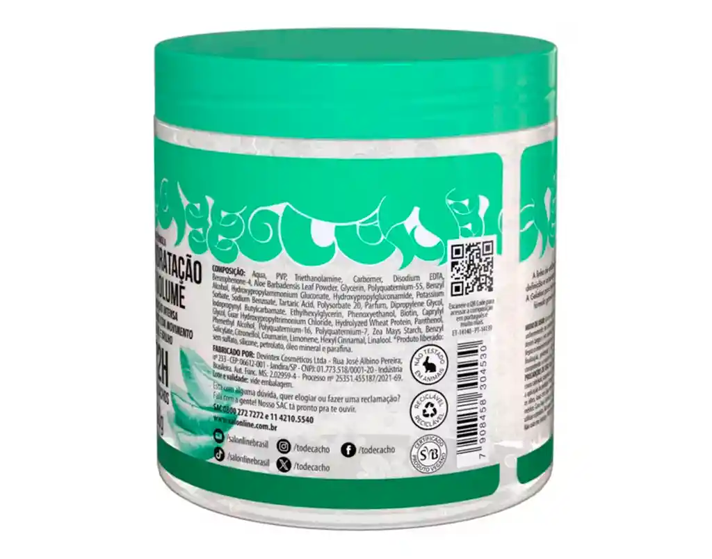 Salon Line Gelatina Tô De Cacho Con Babosa – Volumen Controlado E Hidratación Profunda Para Cabello Rizado Y Ondulado – Sin Sulfatos Ni Parabenos – 550 G (19.4 Oz)