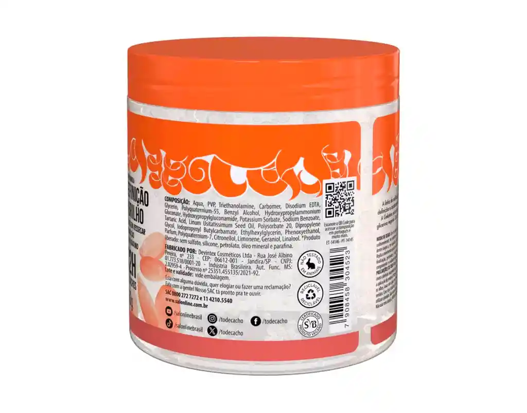 Salon Line Gelatina Tô De Cacho Con Linaza – Definición Profesional Y Brillo Natural Para Cabello Rizado Y Ondulado – Sin Sulfatos Ni Parabenos – 550 G (19.4 Oz)