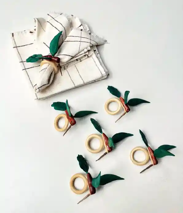 Kit Regalo Hogar: Set De Servilleteros Y Servilletas Artesanales X6