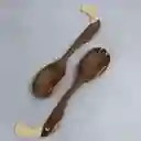 Set Cucharas Ensaladeras De Madera X2