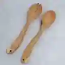 Set Cucharas Ensaladeras De Madera X2