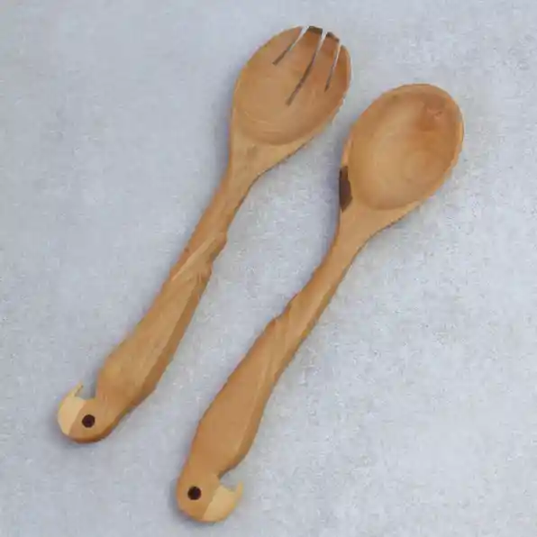 Set Cucharas Ensaladeras De Madera X2