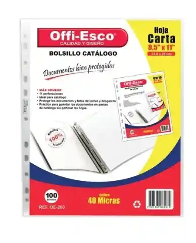 Sobre Bolsillo De Acetato Oficio Delgado Xund Offi Esco Color Transparente Liso Tamaño Carta