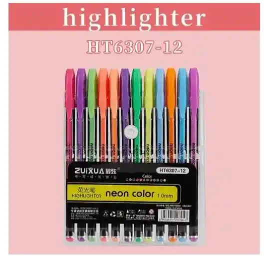 12x Esfero Resaltador Artistico Purpurina Ht6307-12
