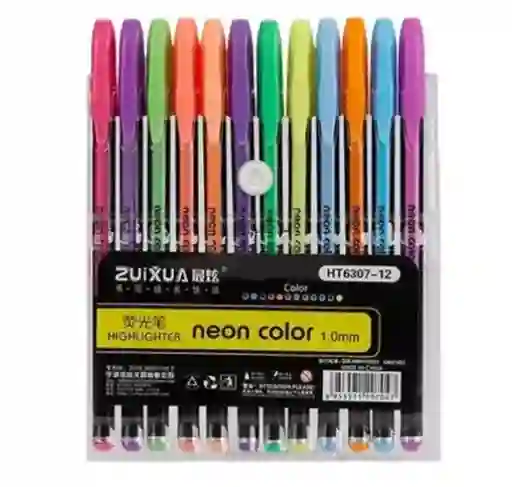 12x Esfero Resaltador Artistico Purpurina Ht6307-12