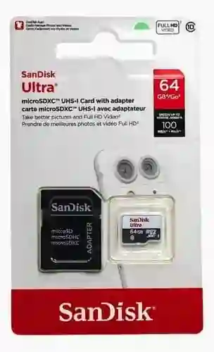Sandisk Ultra Microsdxc 64gb Con Adaptador – Velocidad Hasta 100mb/s