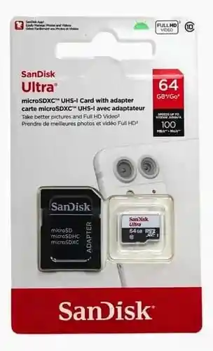 Sandisk Ultra Microsdxc 64gb Con Adaptador – Velocidad Hasta 100mb/s