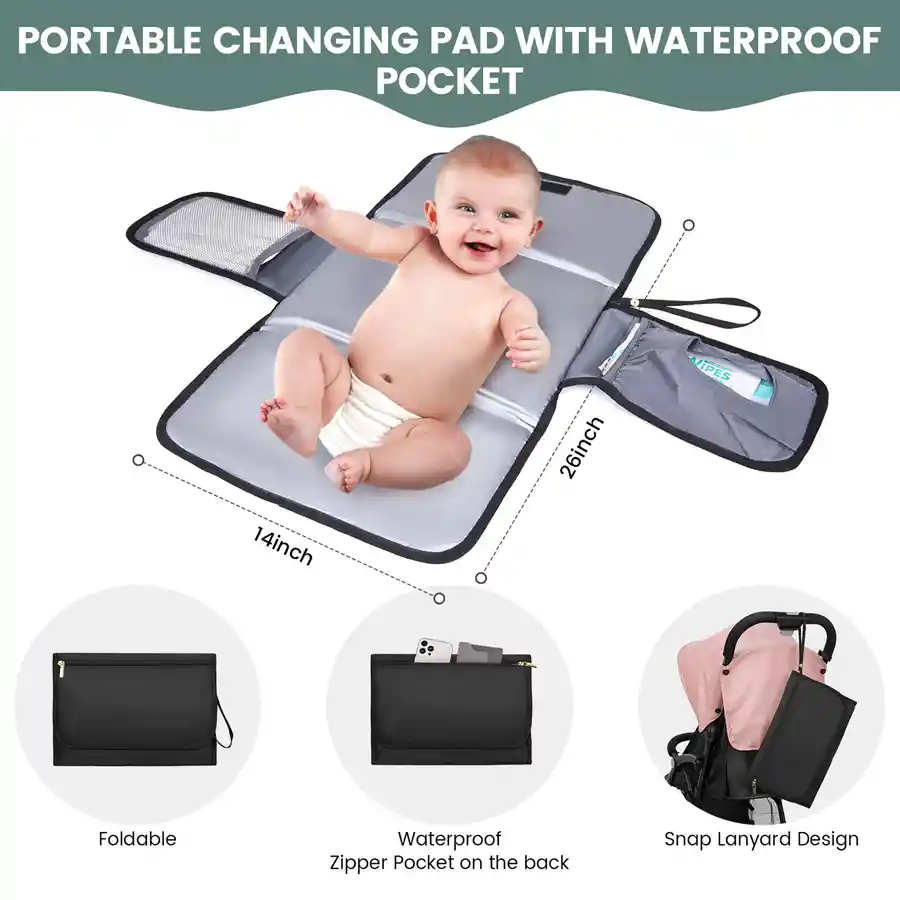 Bolso Pañalera Grande Con Porta Biberón Y Cambiador Usb