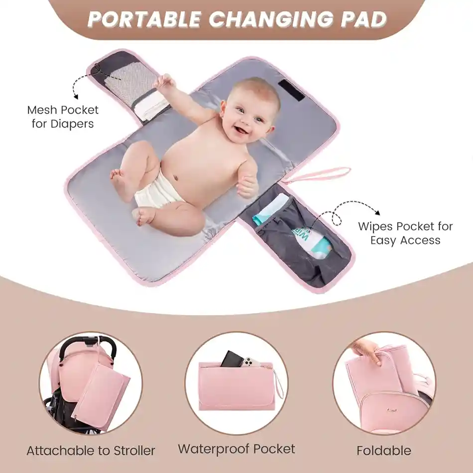 Pañalera Morral Bolsillo De Pañal Cambiador + Estuche Chupo