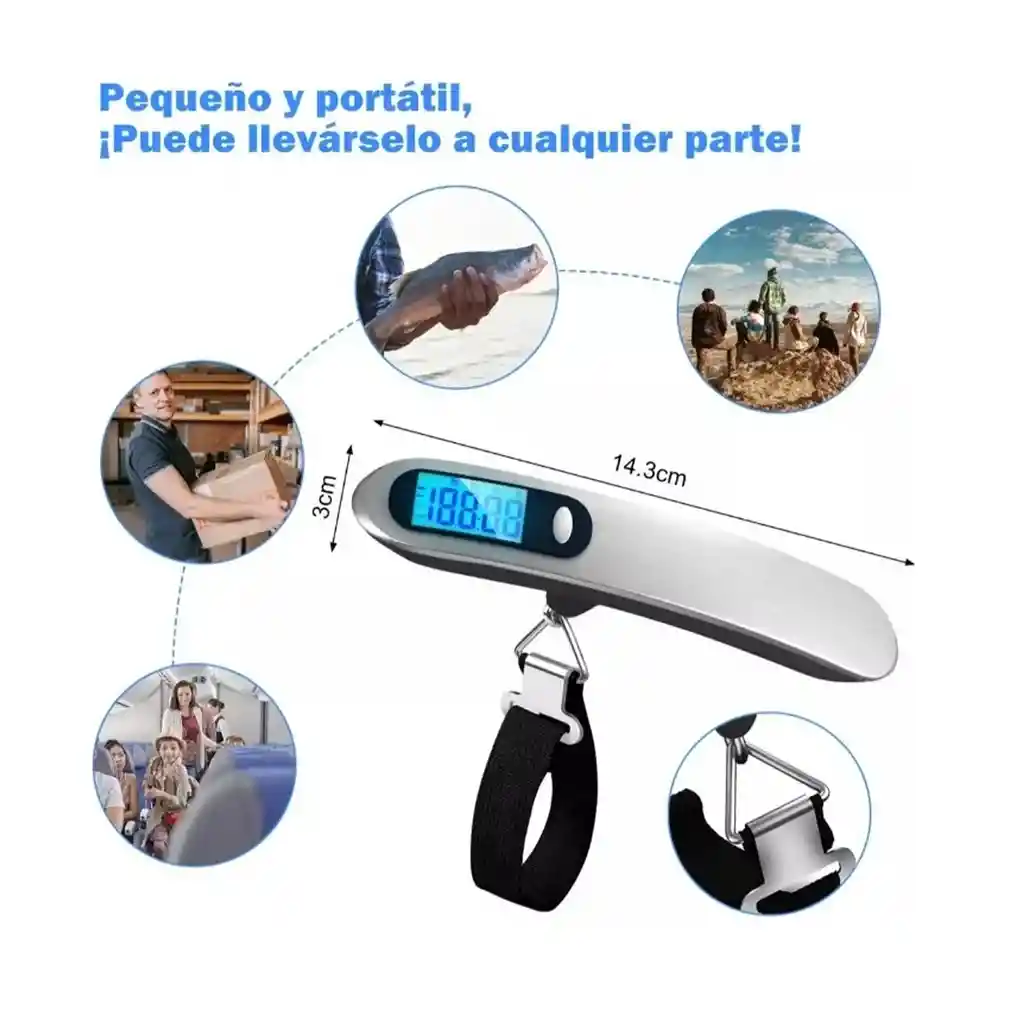 Balanza Digital De Viaje Para Valijas Equipaje Maleta 50kg Color Plateado