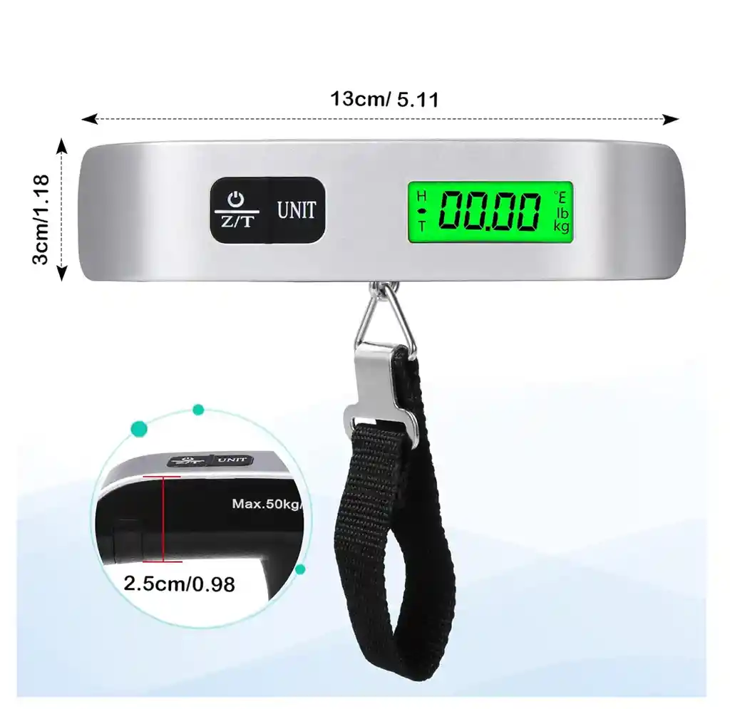 Báscula Para Maletas Con Retroiluminación Visualización Lcd
