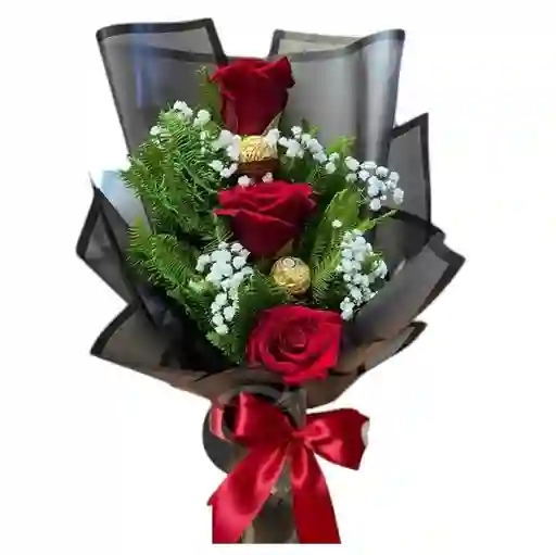 Ramo De 3 Rosas Y 2 Ferrero