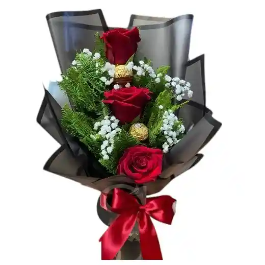 Ramo De 3 Rosas Y 2 Ferrero
